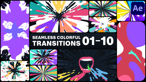 Seamless Colorful Transitions For After Effects, After Effects Project ...